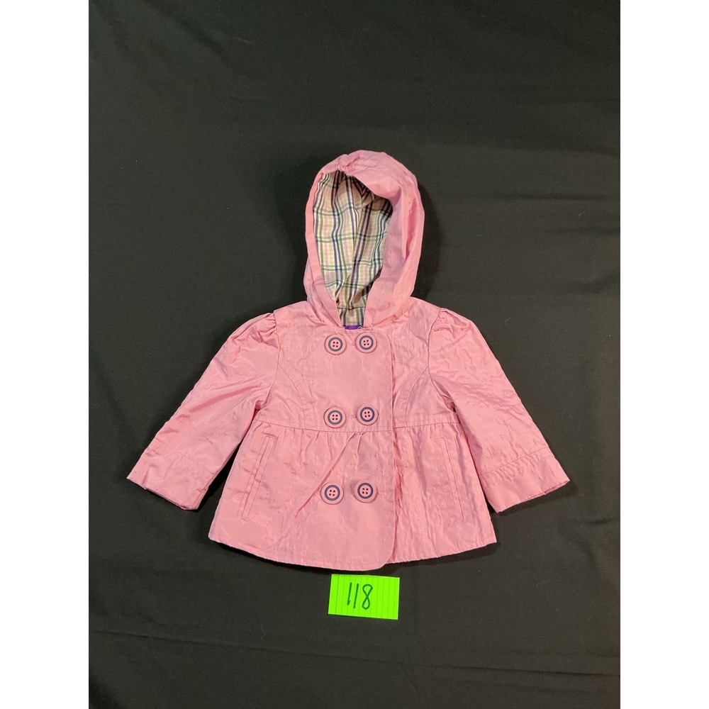 Pink Platinum Baby Girls Pink Hooded Double Breasted Plaid Lined Jacket 12M